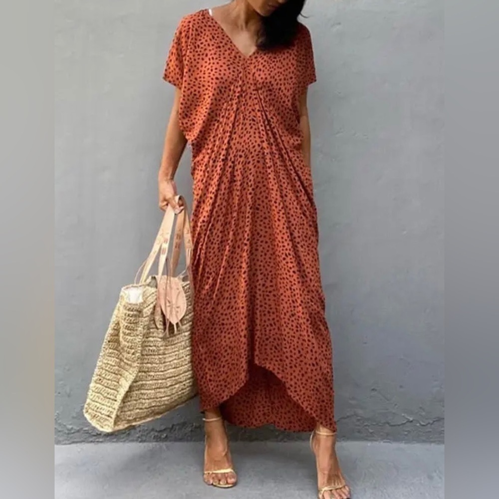 Malinda Elegant Bohemian Medi Kaftan Swimsuit Coverup Dress